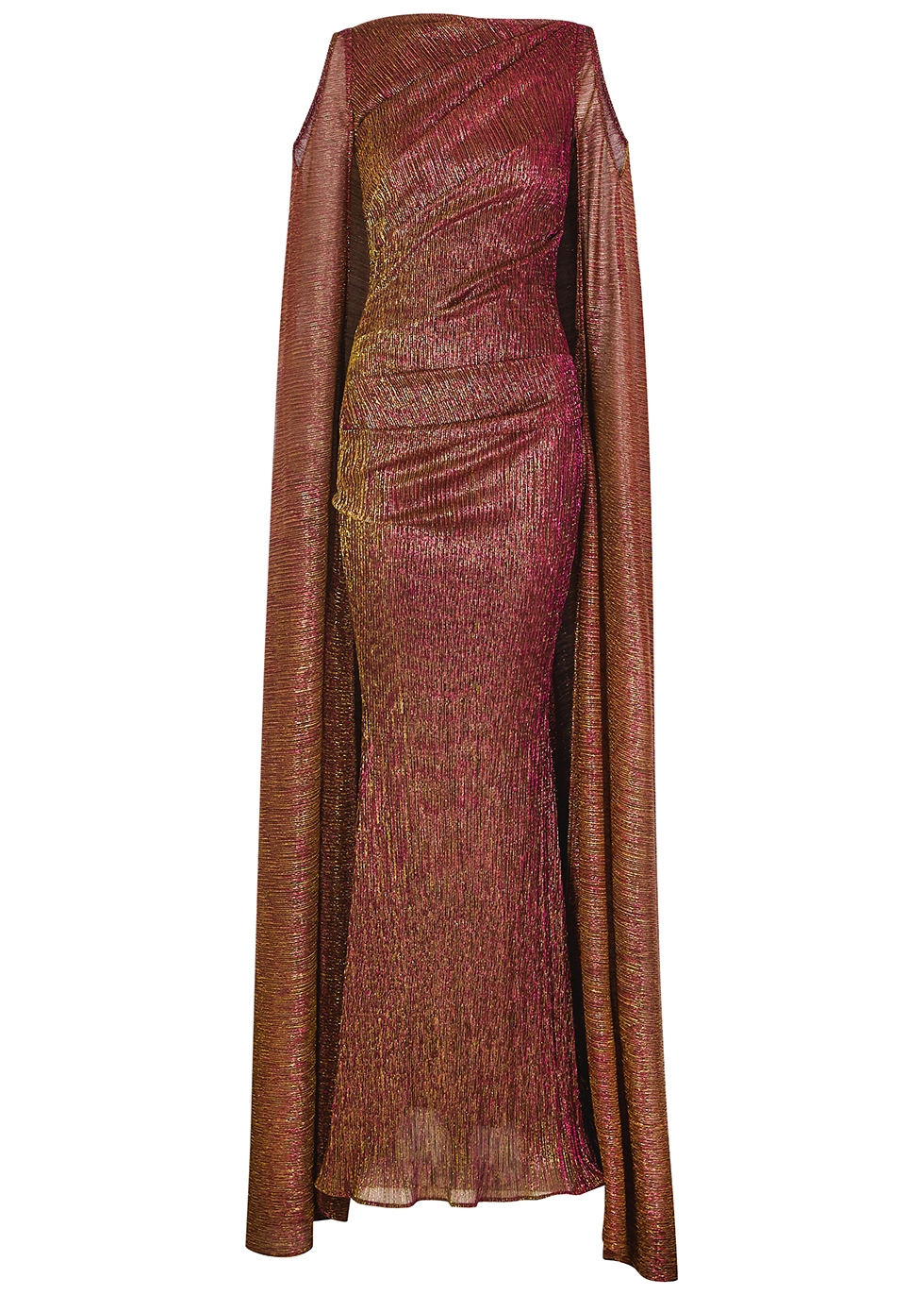 Bonoso metallic-weave plissé gown