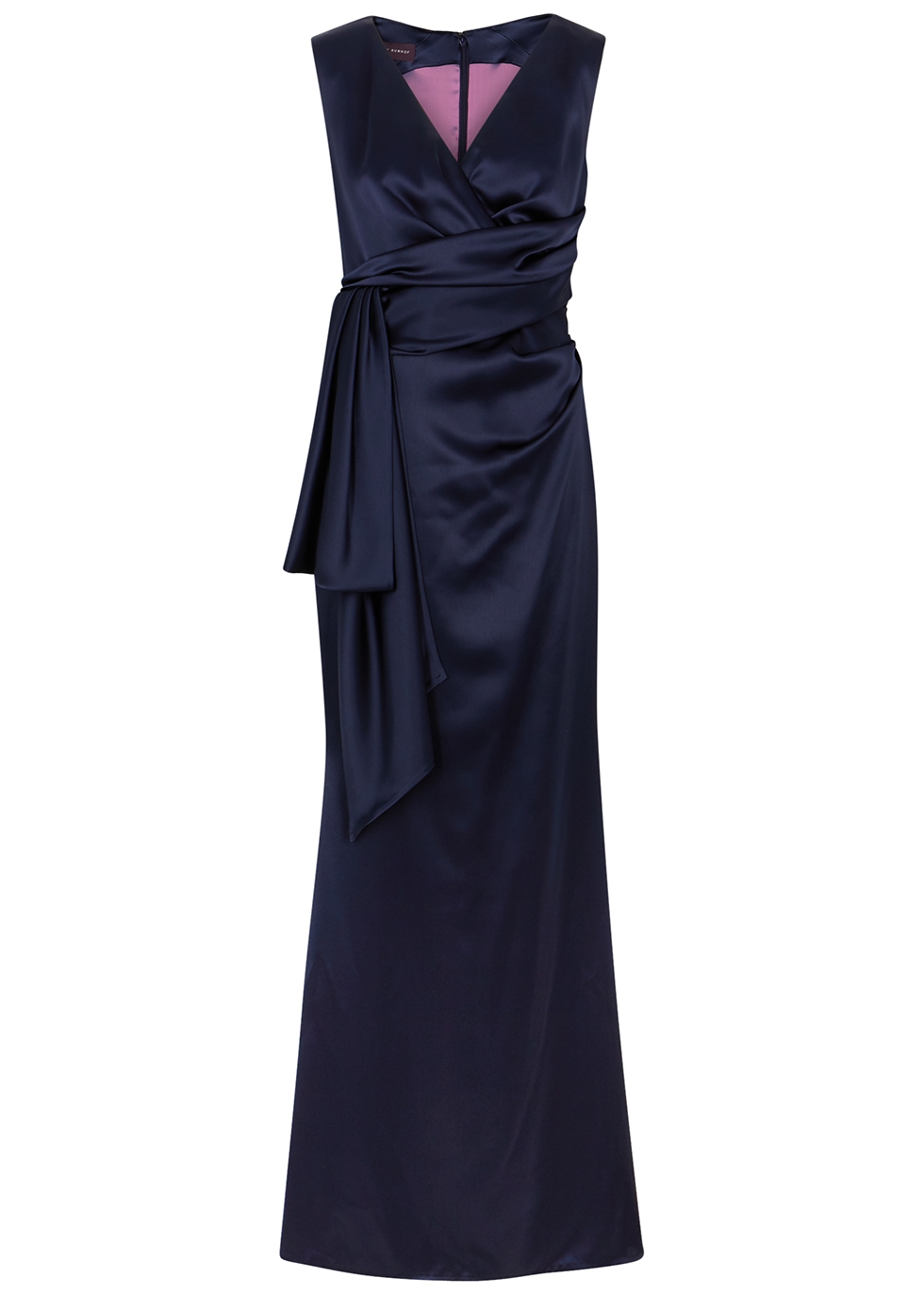 Bosworth navy wrap-effect satin gown
