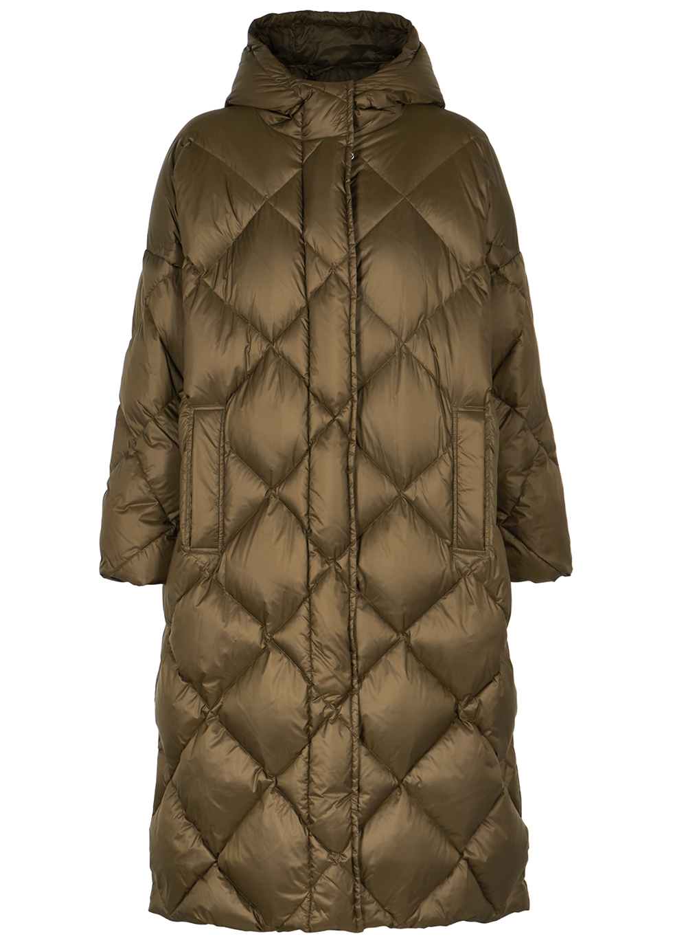 Farrah dark olive quilted shell coat