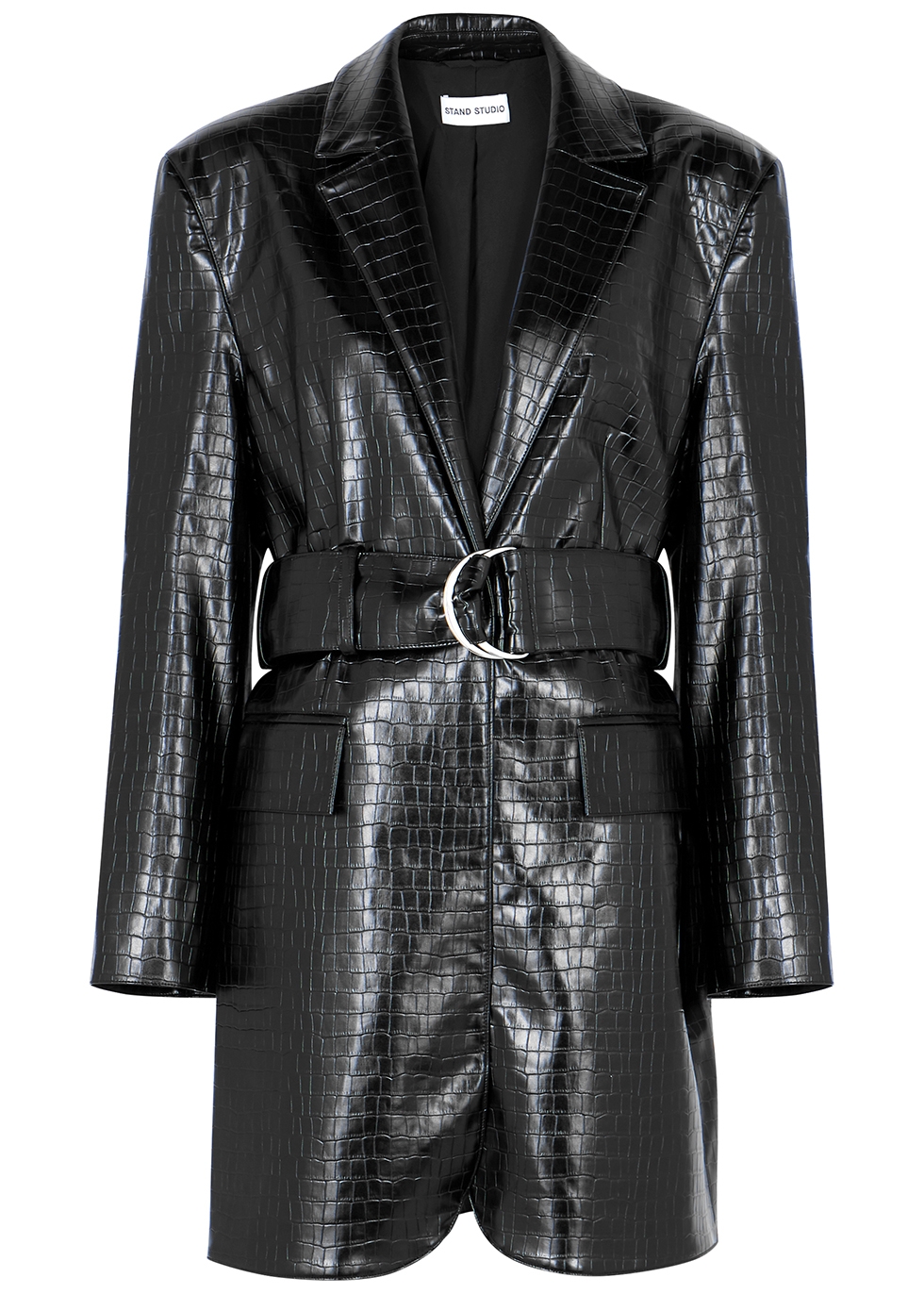 Piper black faux leather mini dress