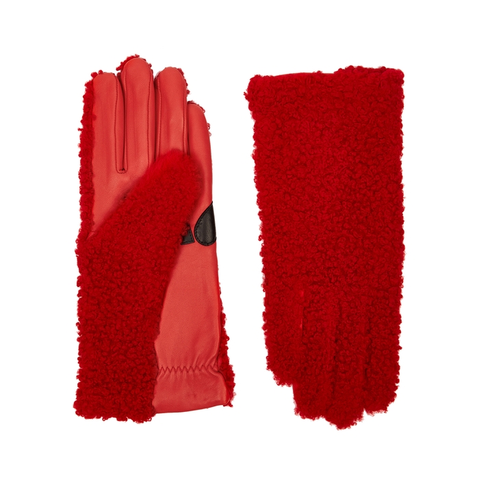 Agnelle JENCY RED SHEARLING GLOVES