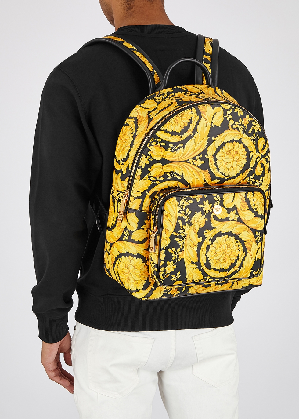 Versace Black Leather Backpack Online Deals, UP TO 58% OFF | www 