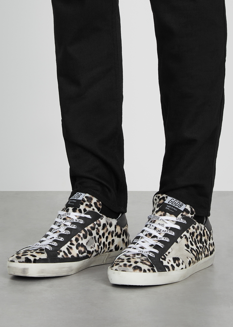 leopard print calf hair shoes