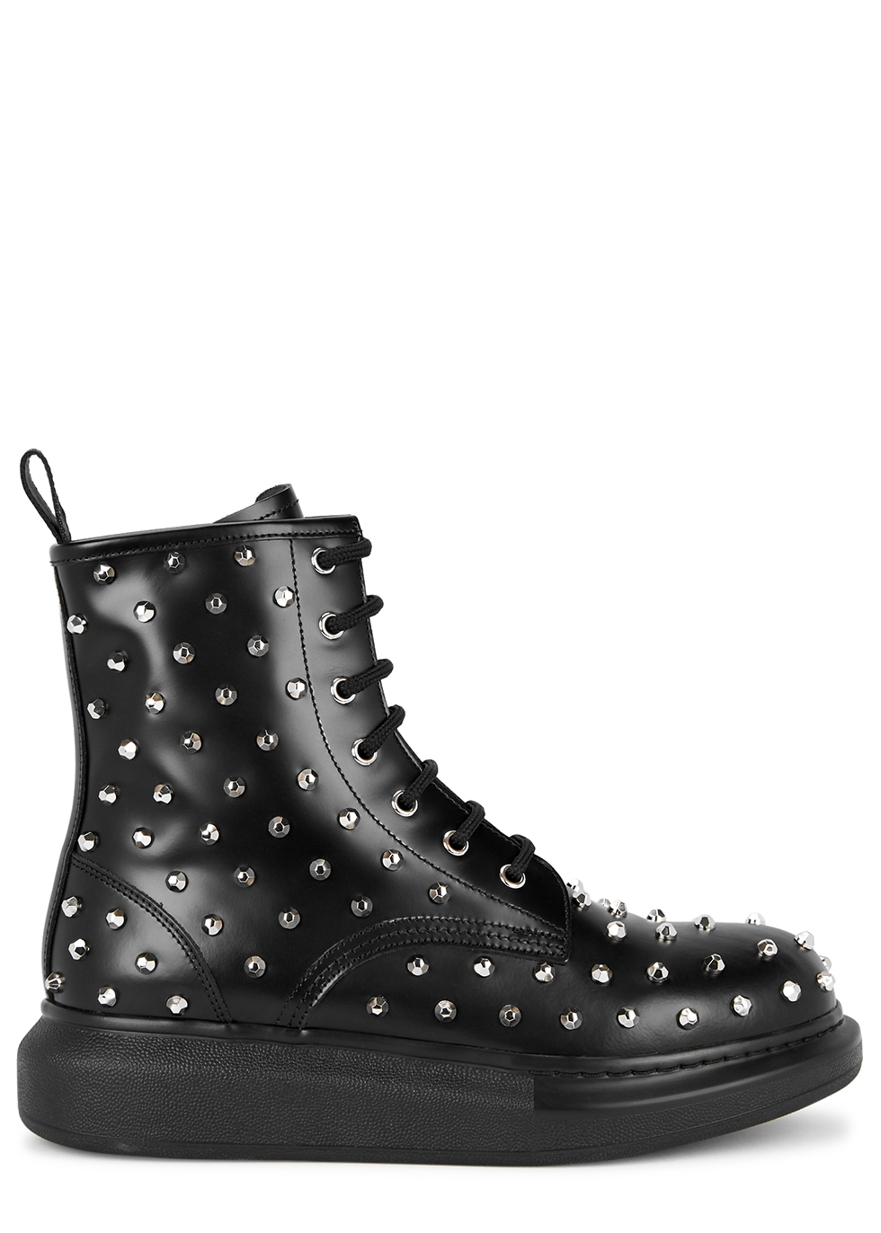 black ankle boots with studded detail