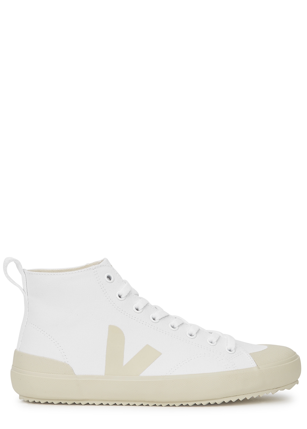 white canvas high top shoes