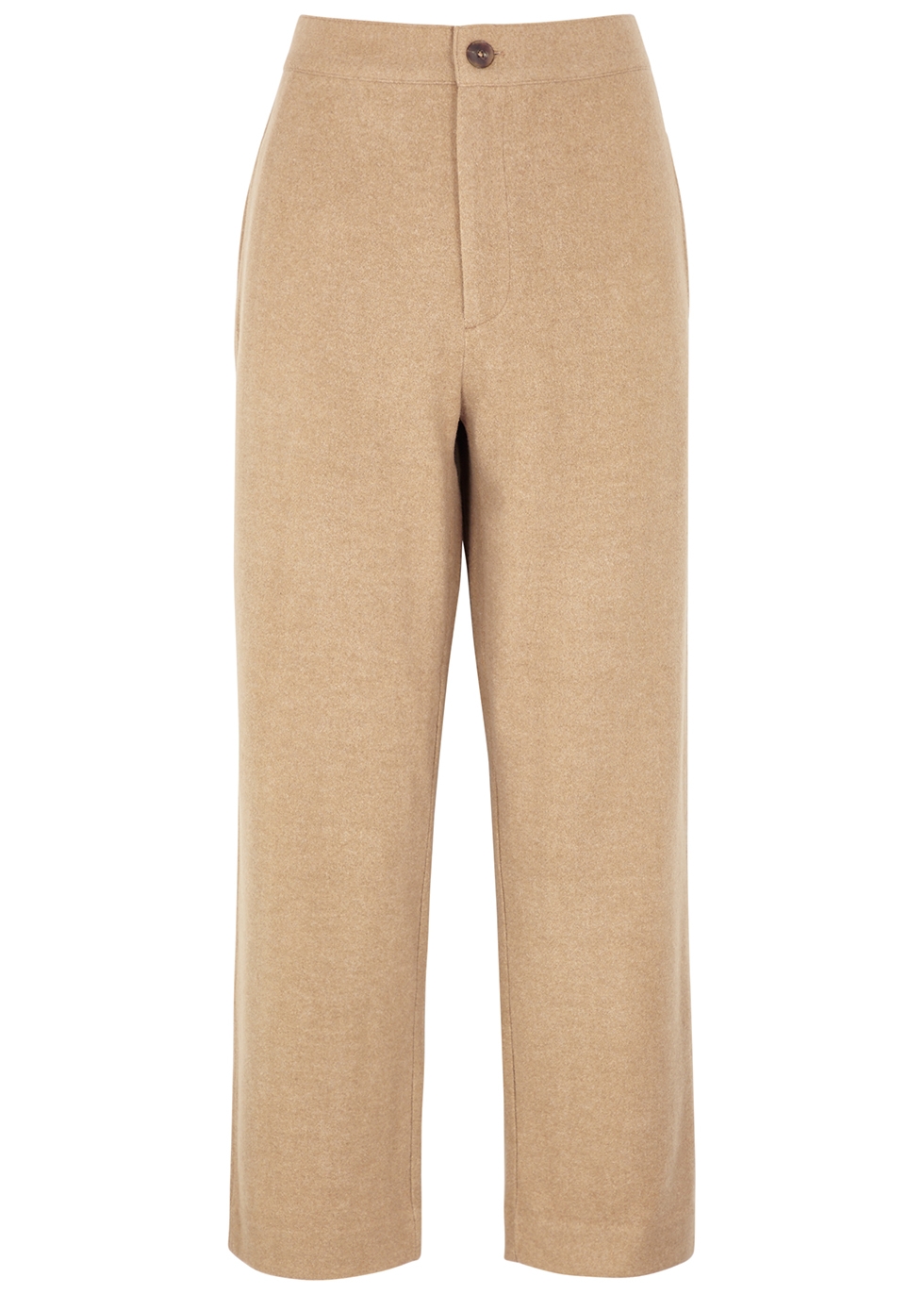 Camel cropped straight-leg trousers