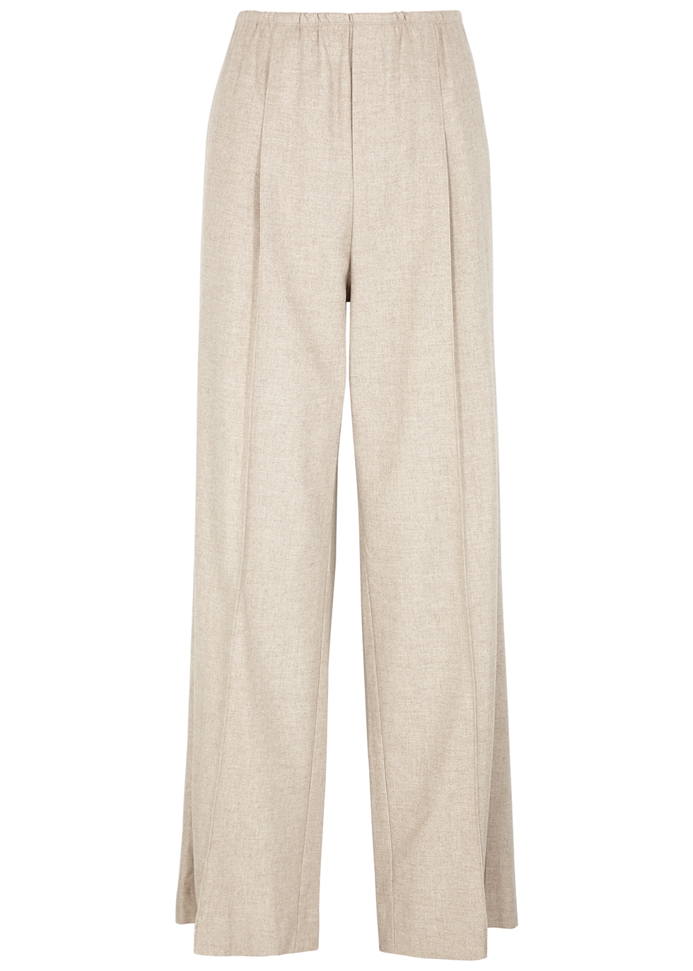 Stone wide-leg flannel trousers