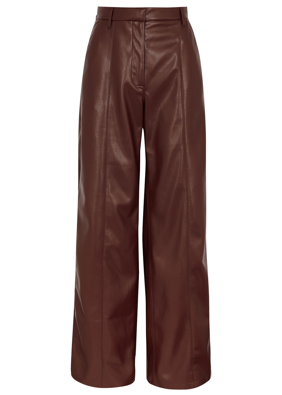 Cleo burgundy wide-leg faux leather trousers