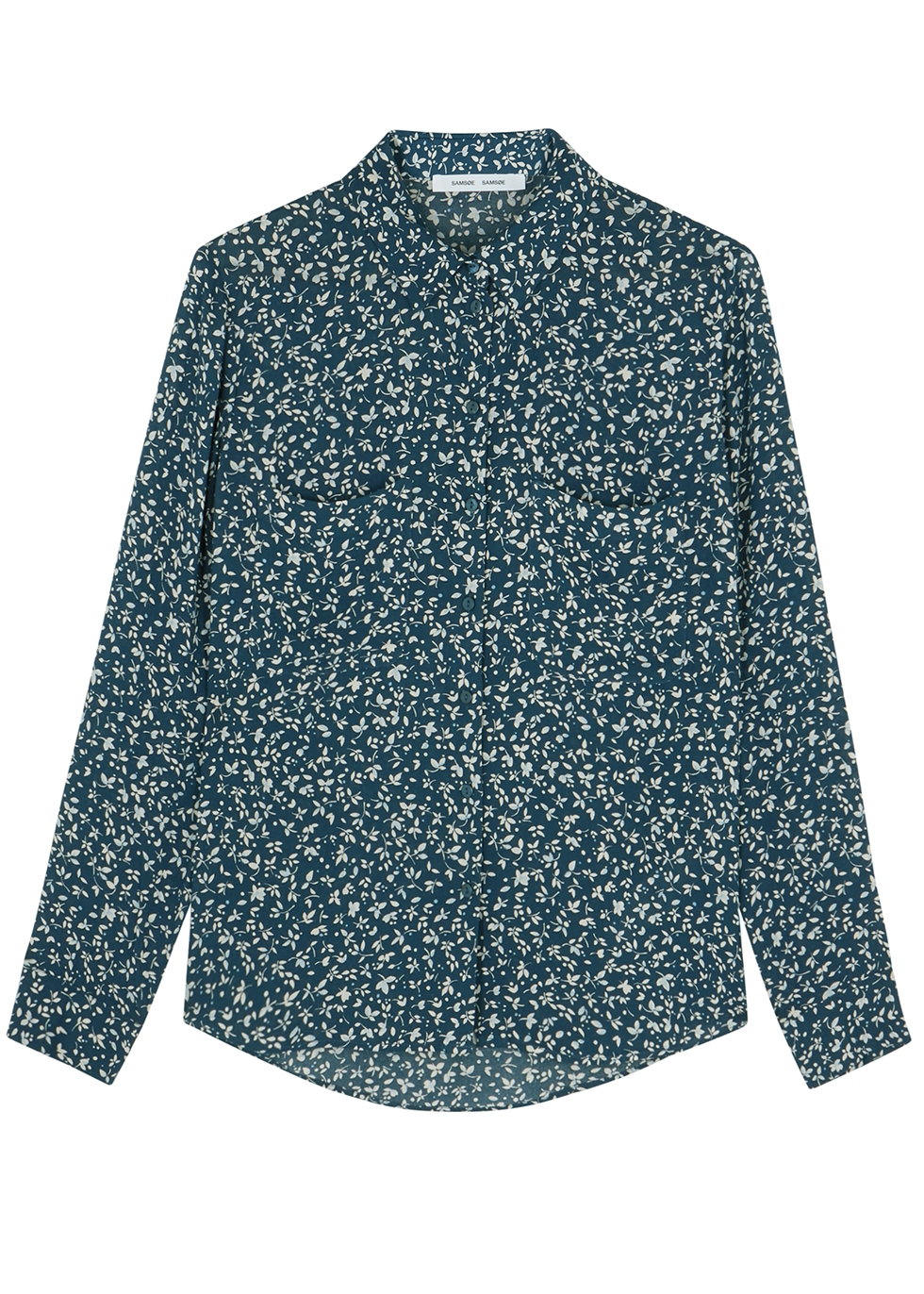 Milly navy floral-print shirt