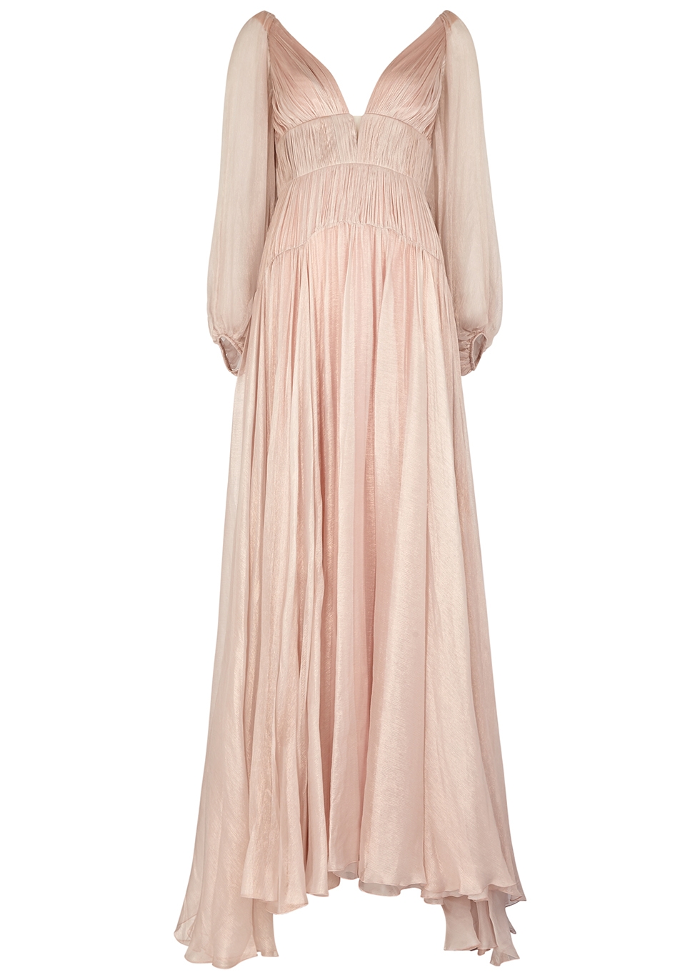 Zeena metallic blush silk-georgette gown