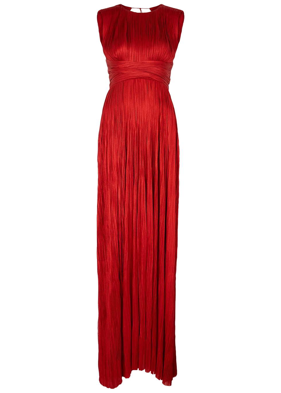 Adela metallic red lace-up silk gown