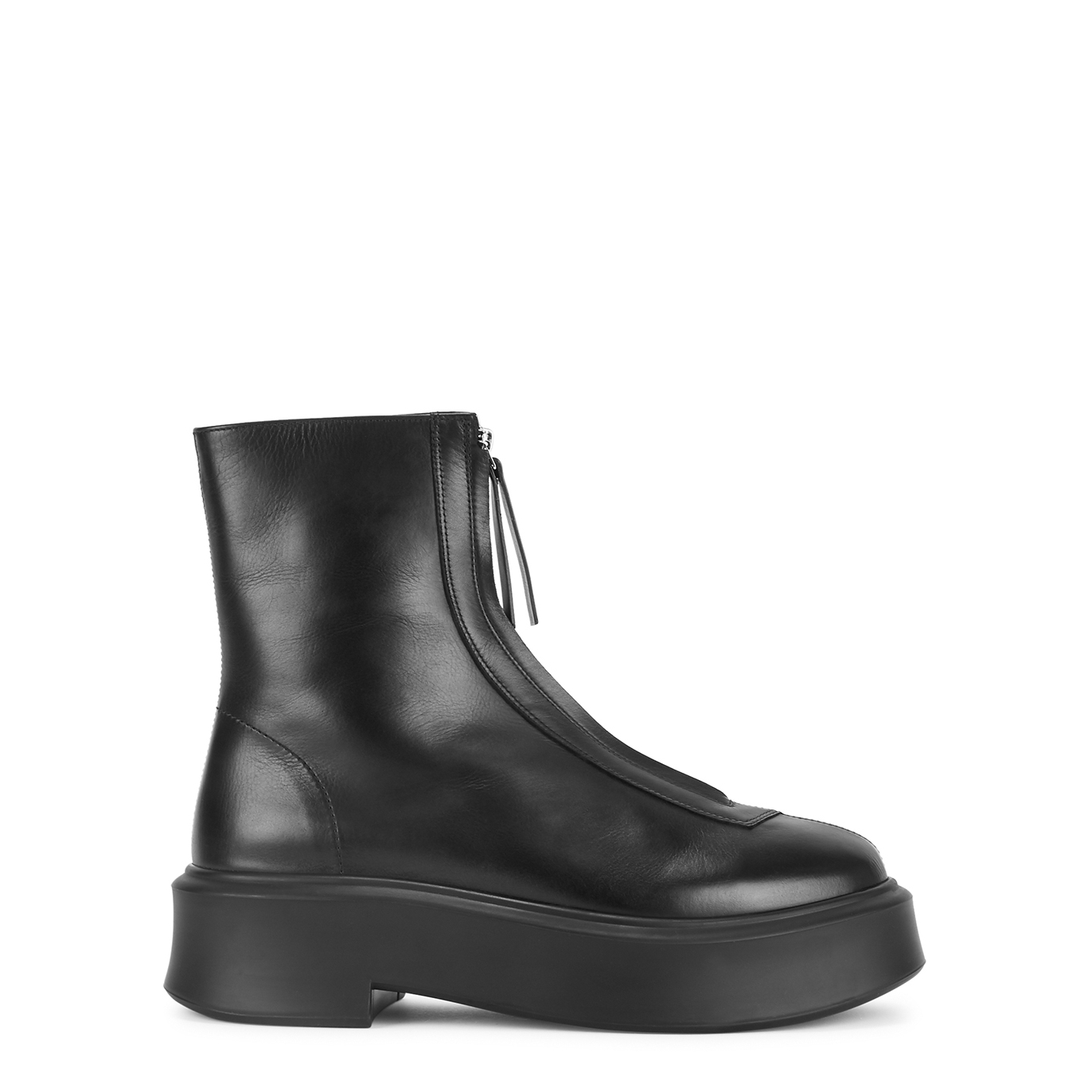Zipped 1 Leather Flatform Ankle Boots