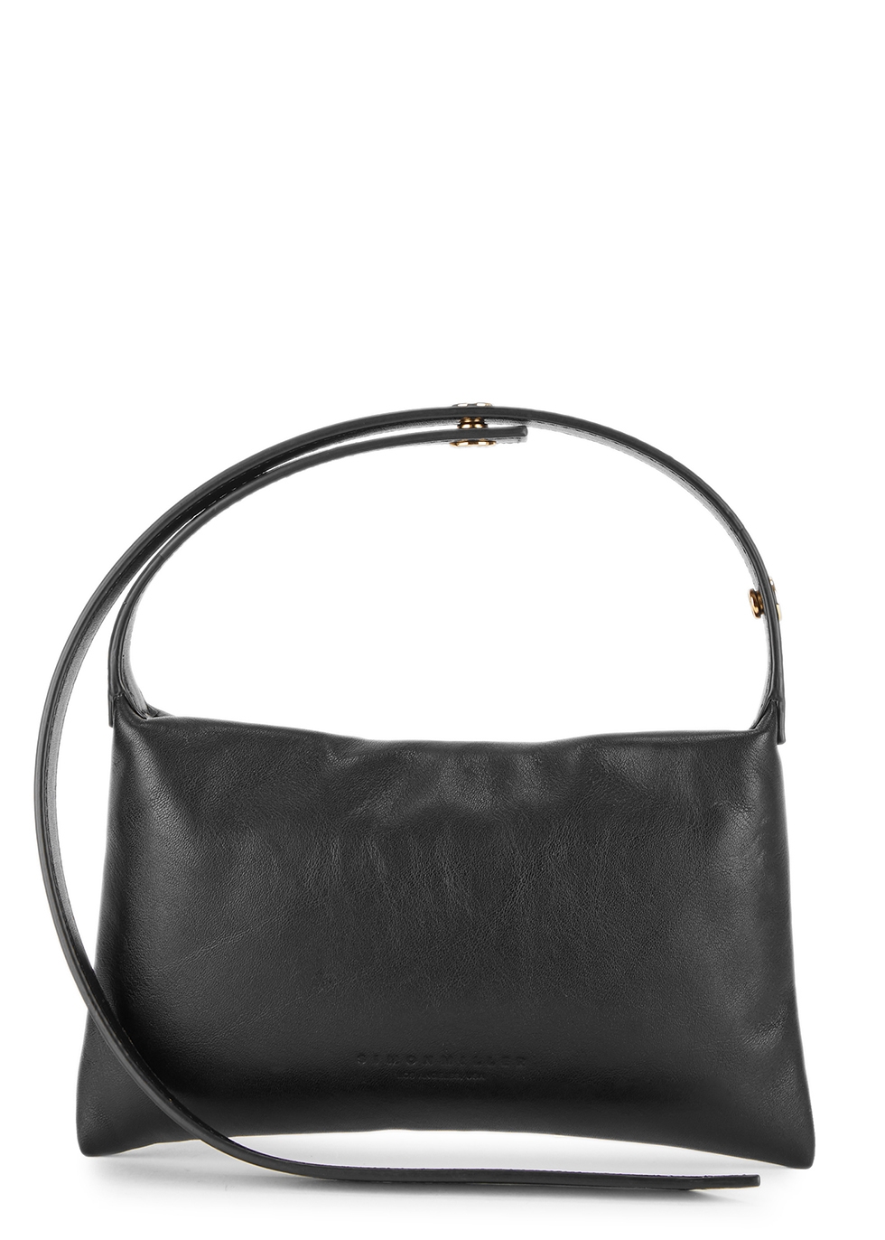 Mini Puffin black leather top handle bag
