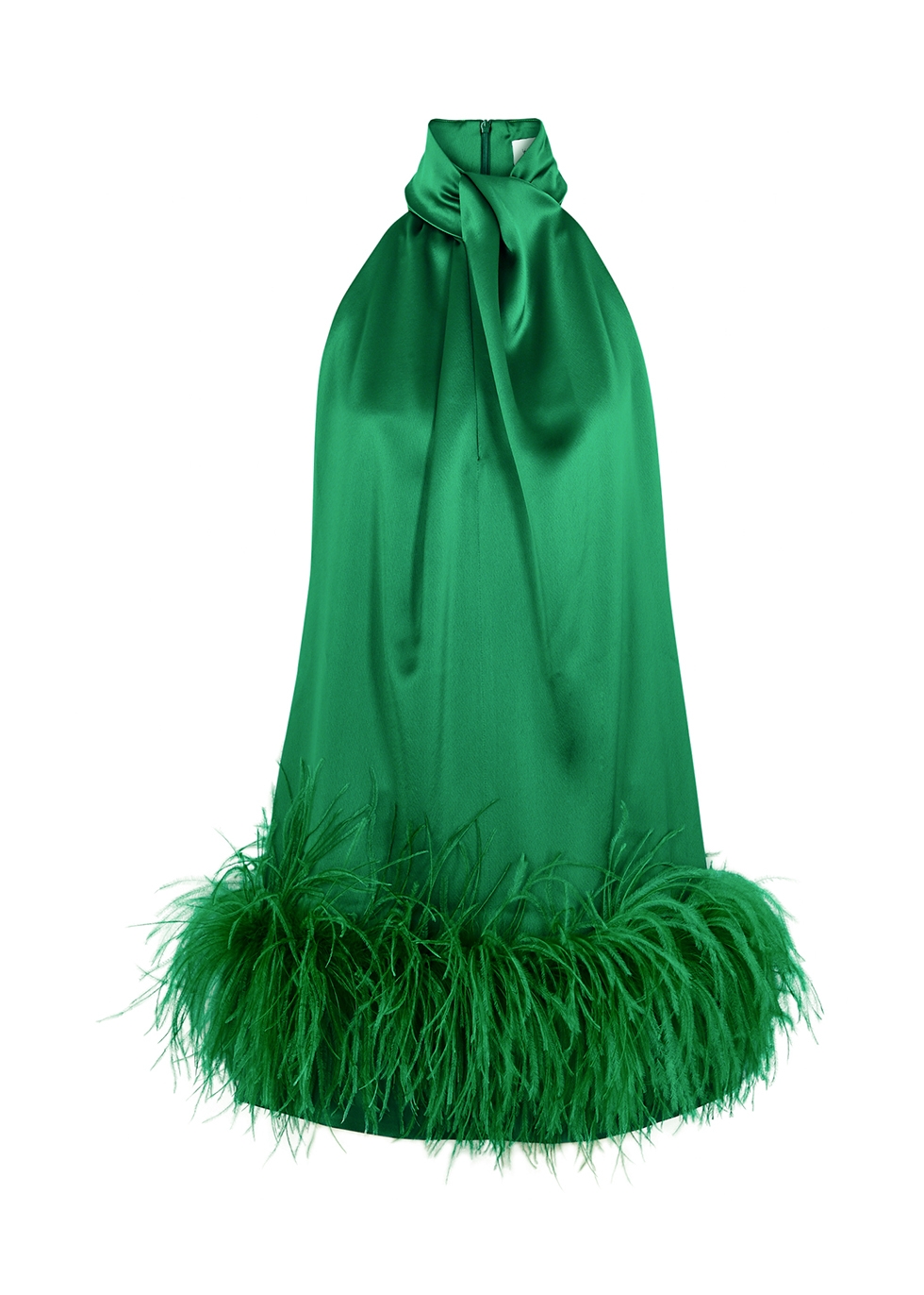 Cynthia green feather-trimmed mini dress