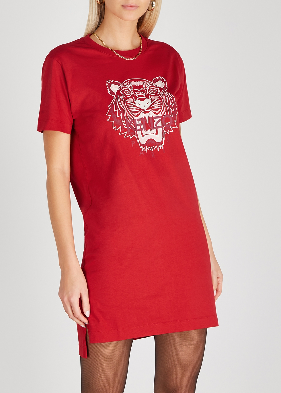 Kenzo Red tiger-print cotton T-shirt 