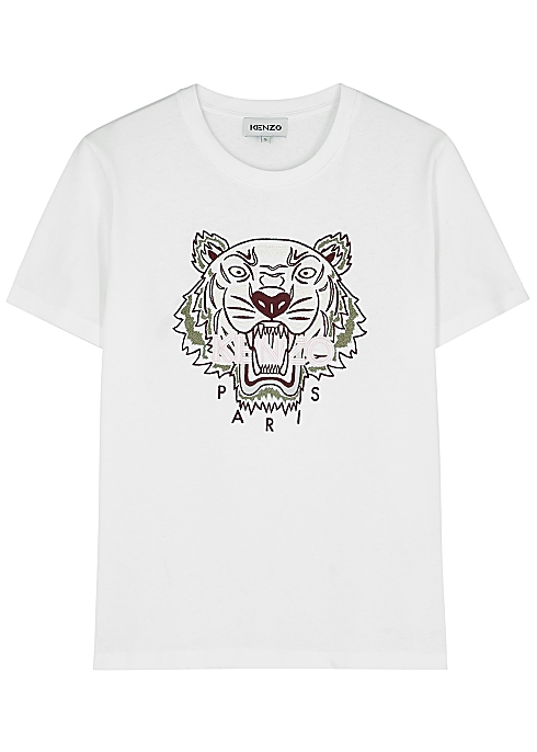 taart scannen decaan Kenzo White tiger-embroidered cotton T-shirt - Harvey Nichols