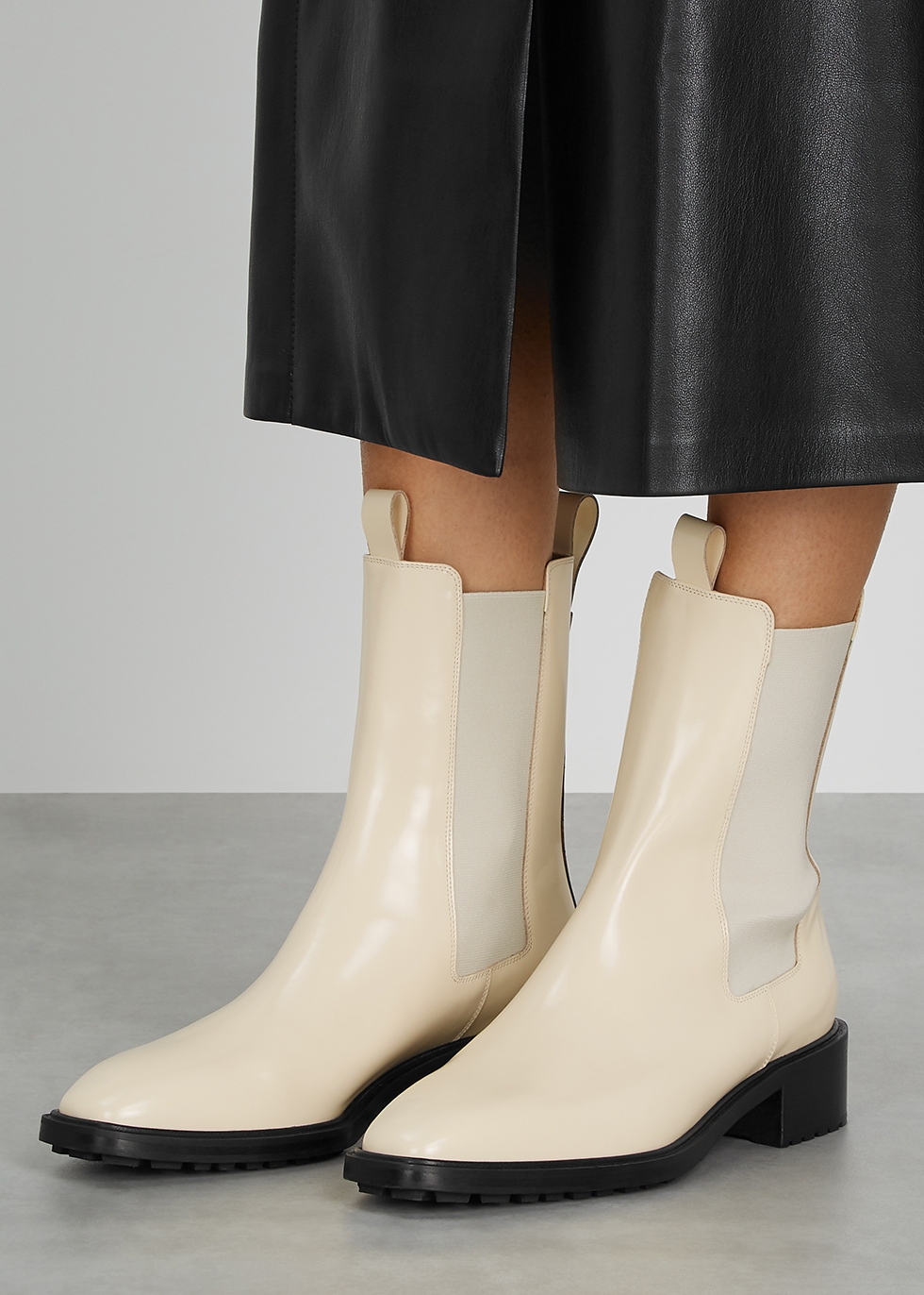 cream chelsea boots