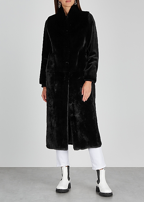 Yves Salomon Black mink fur coat Harvey