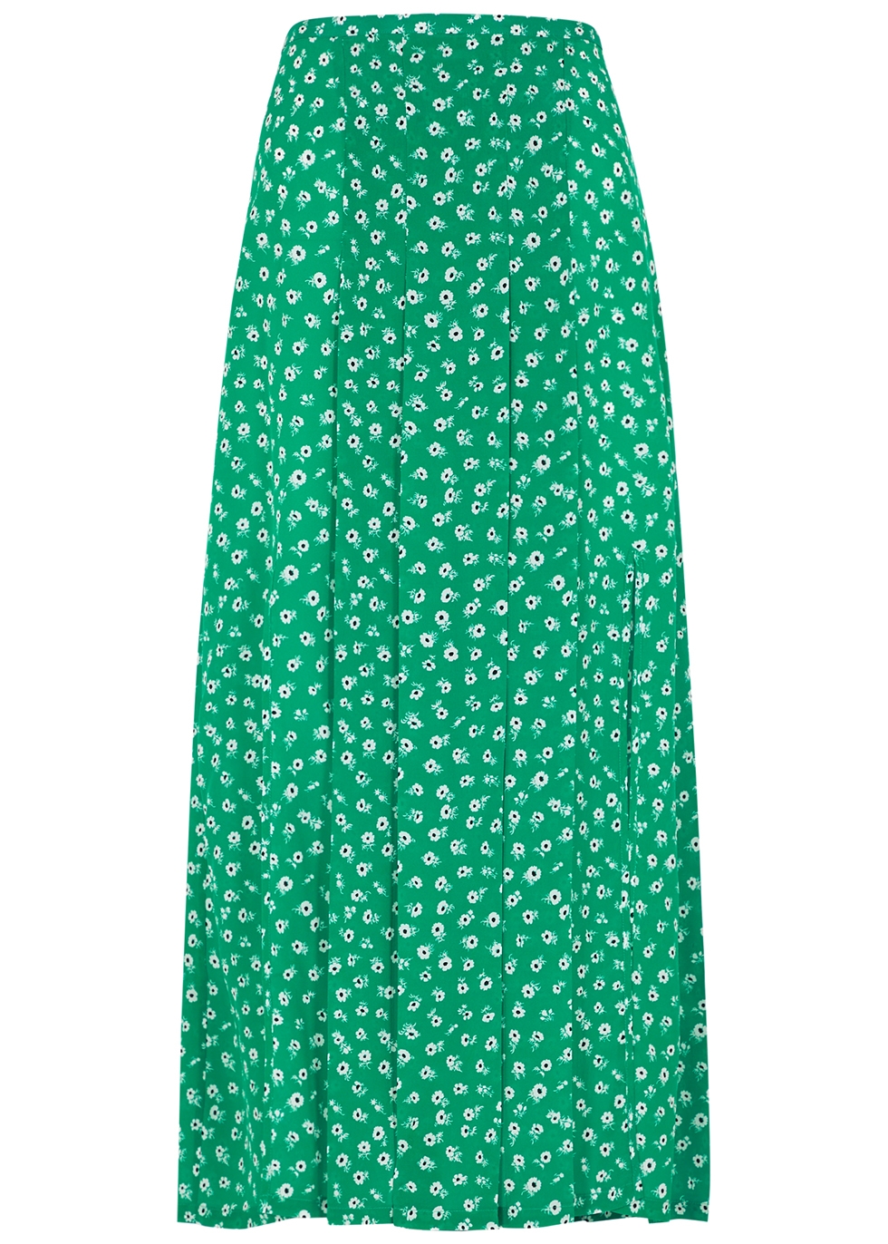 Georgia floral-print silk midi skirt