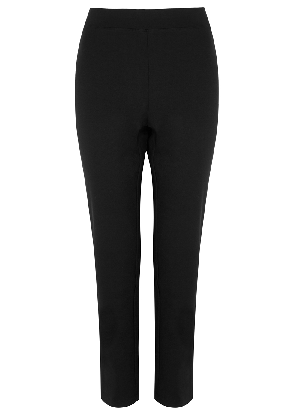 Black slim-leg stretch-jersey trousers
