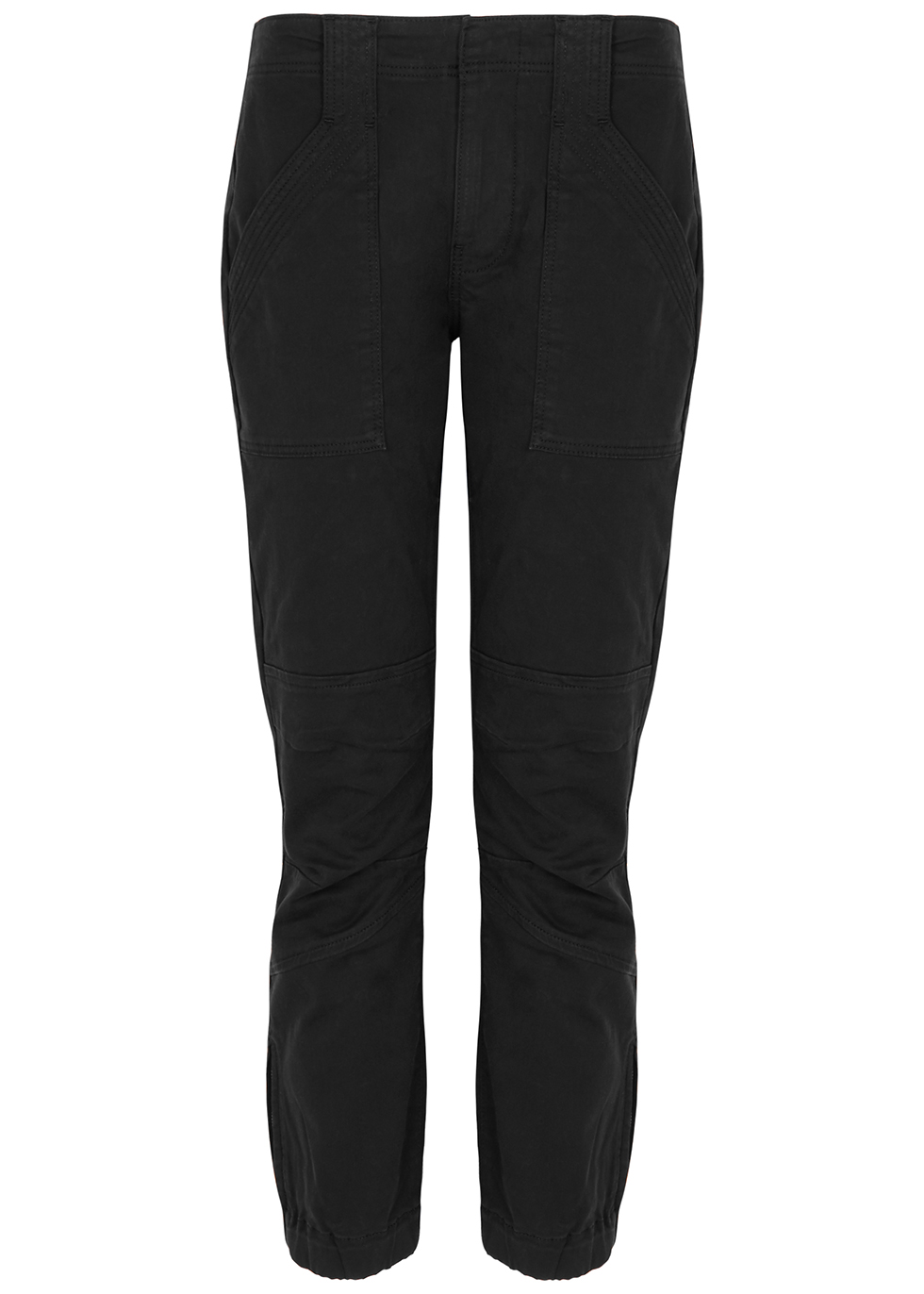 Black cotton-blend cargo trousers