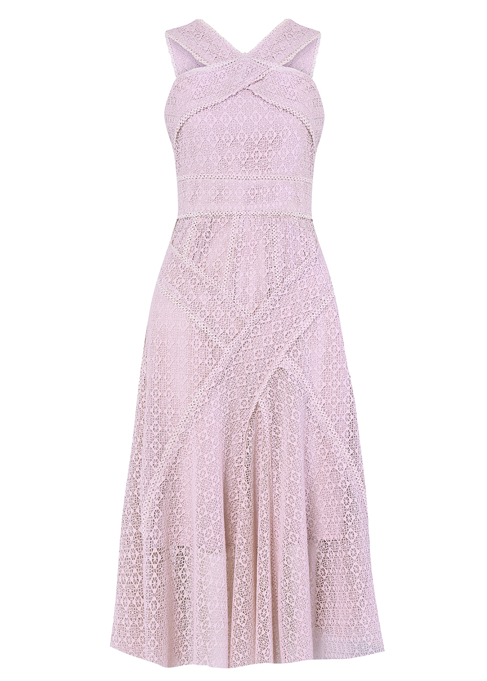 lilac lace midi dress