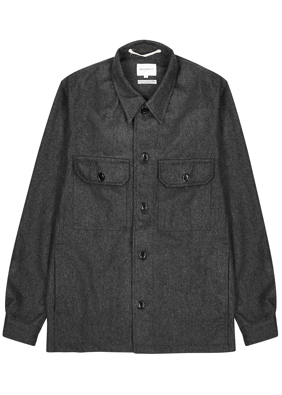 Norse Projects Kyle charcoal wool-blend overshirt - Harvey Nichols