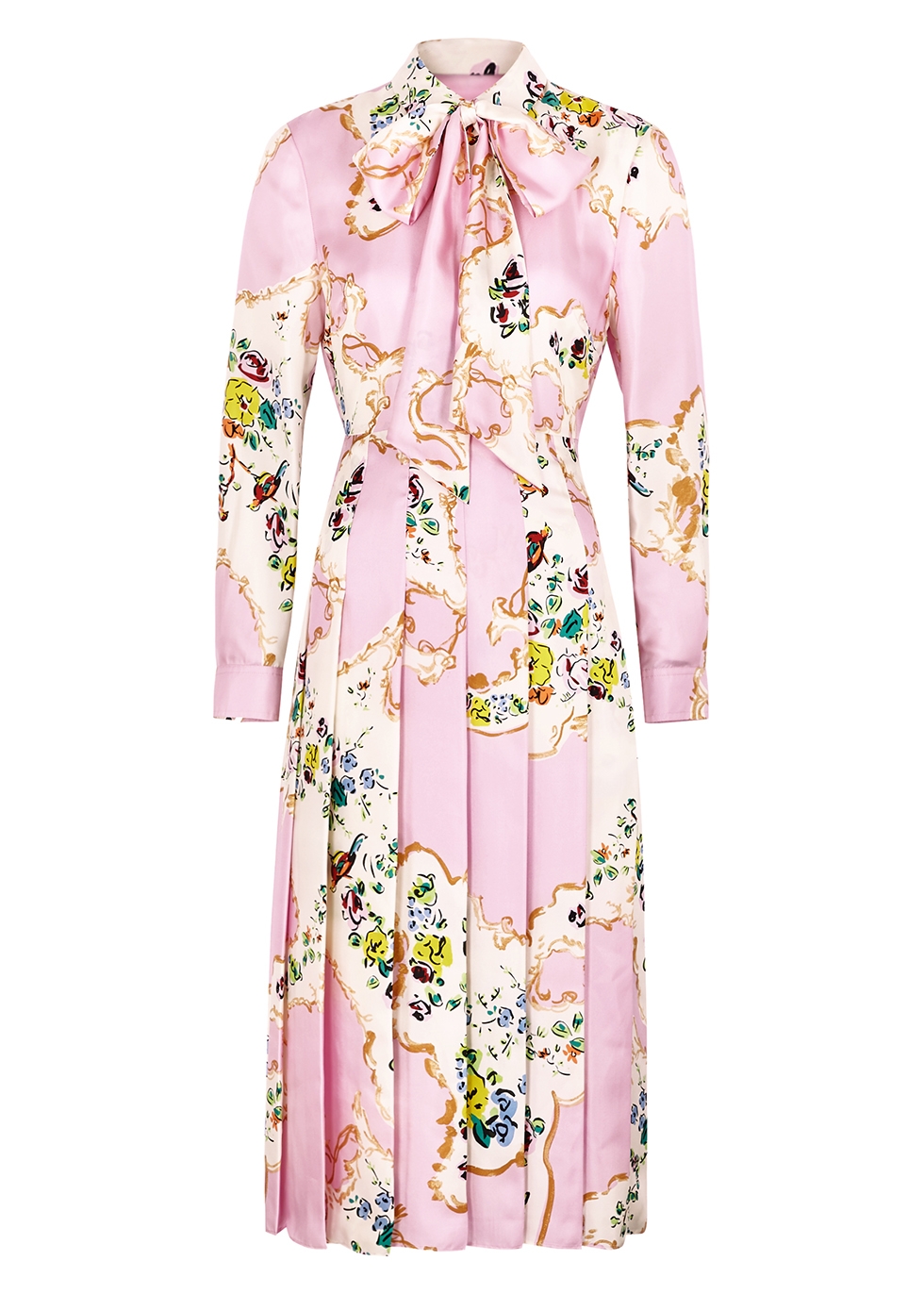Tory Burch Pink floral-print silk midi dress - Harvey Nichols