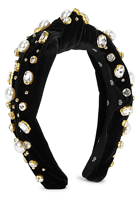 Black embellished velvet headband - Lele Sadoughi