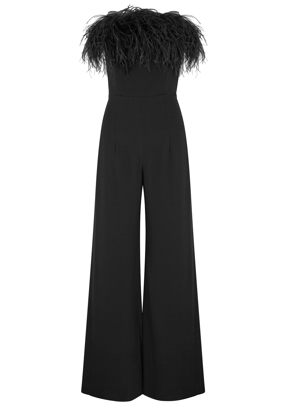 Taree black feather-trimmed jumpsuit