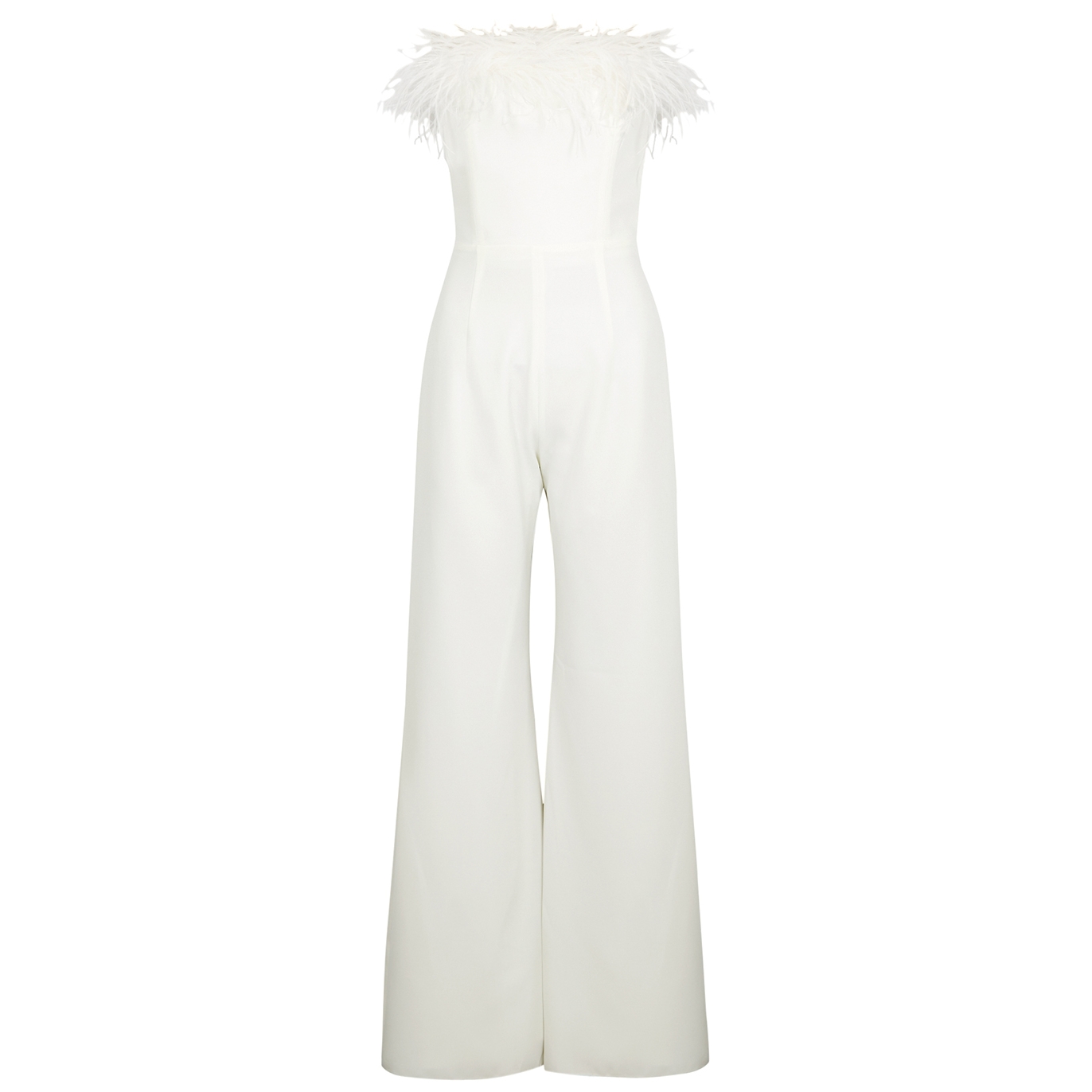 16ARLINGTON Taree Feather-trimmed Jumpsuit - White - 8