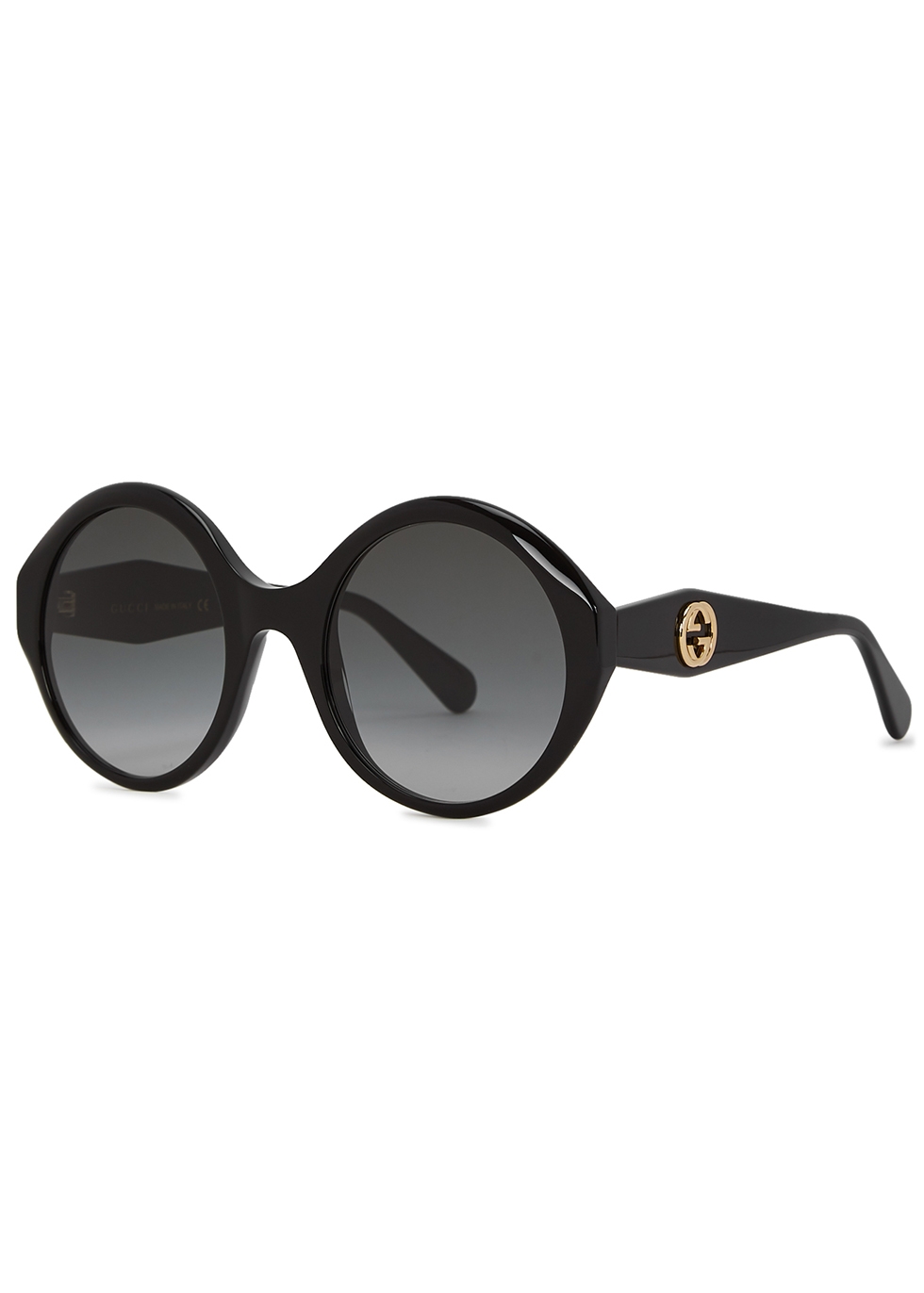 gucci black round frame sunglasses