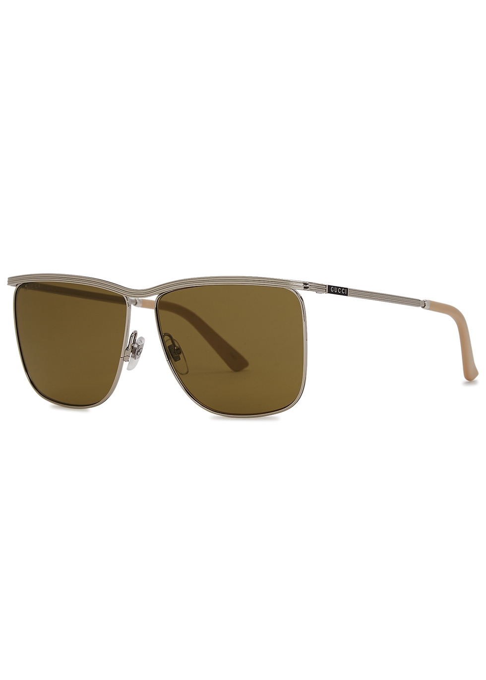 gucci silver tone aviator sunglasses