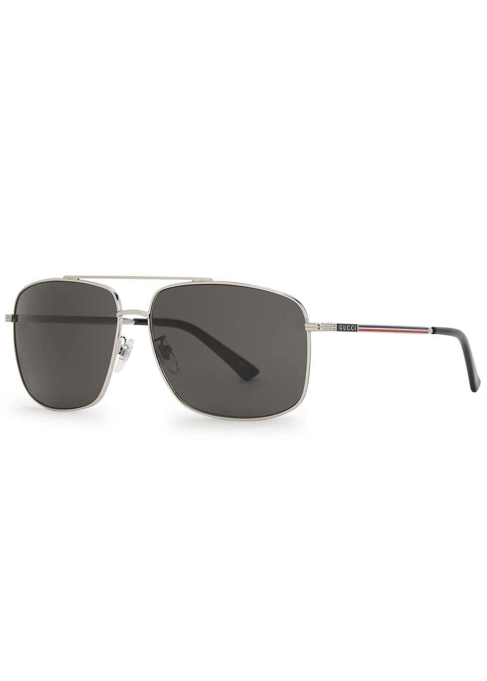 gucci silver tone aviator sunglasses