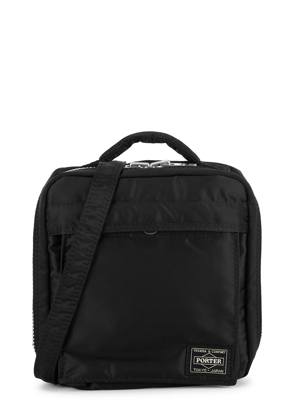 Black padded nylon cross-body bag