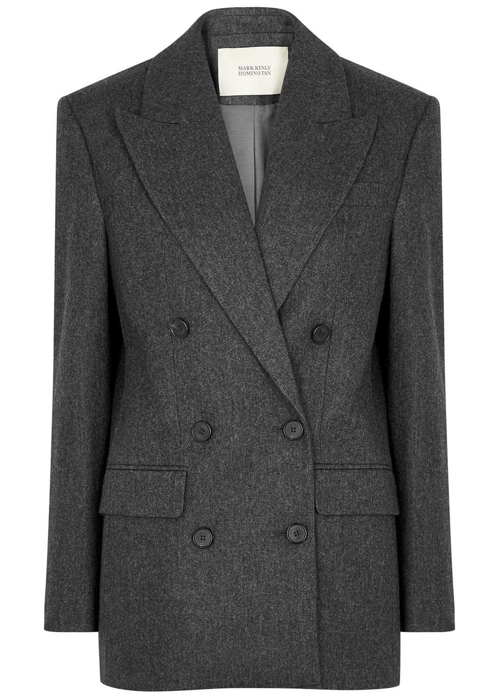 Juana grey double-breasted wool-blend blazer