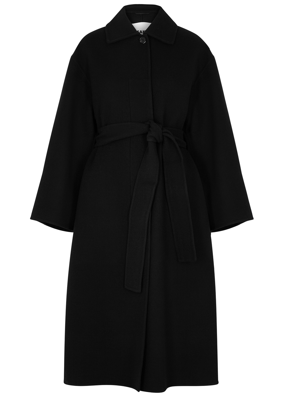Black belted wool coat