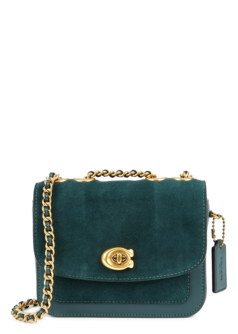 Madison 16 green leather and suede cross-body bag