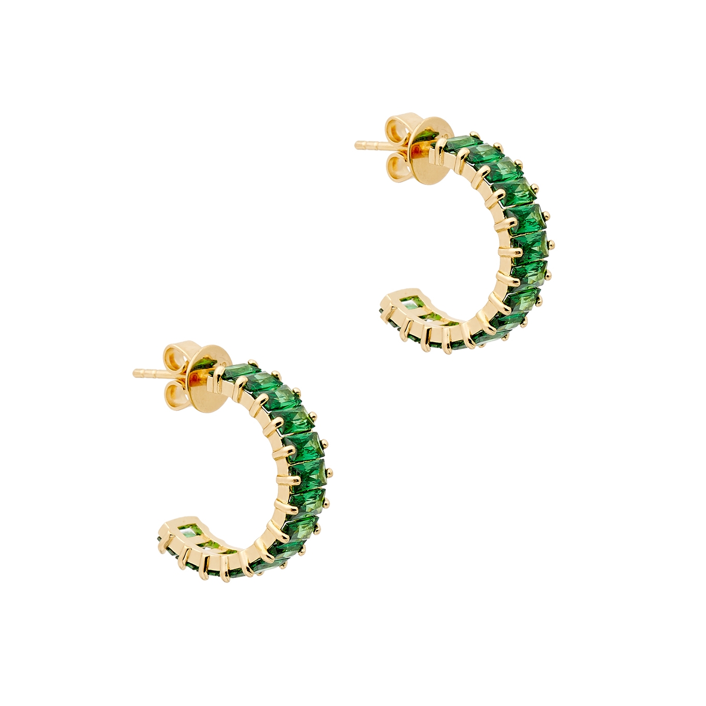 Shop Rosie Fortescue 18kt Gold-plated Hoop Earrings In Green