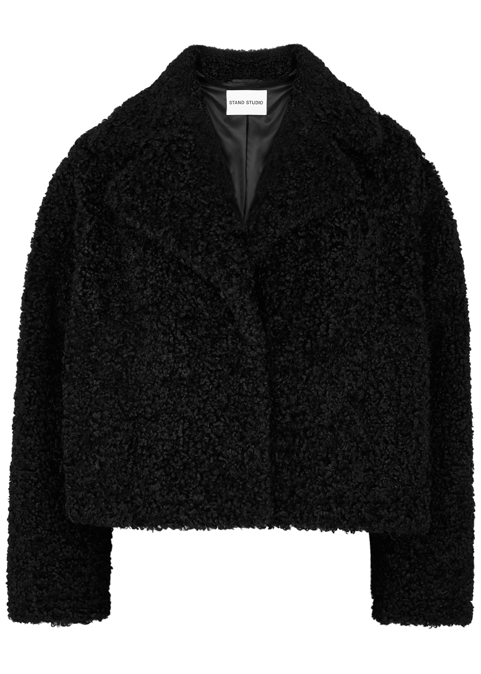 Justine black cropped faux shearling jacket