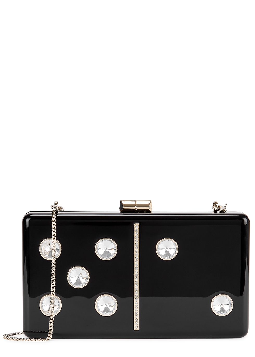 Domino crystal-embellished box clutch