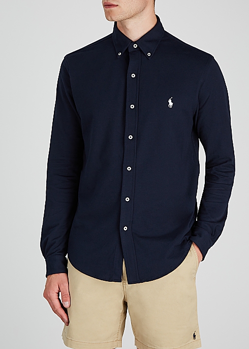 Polo Ralph Lauren Navy piqué cotton shirt - Harvey Nichols