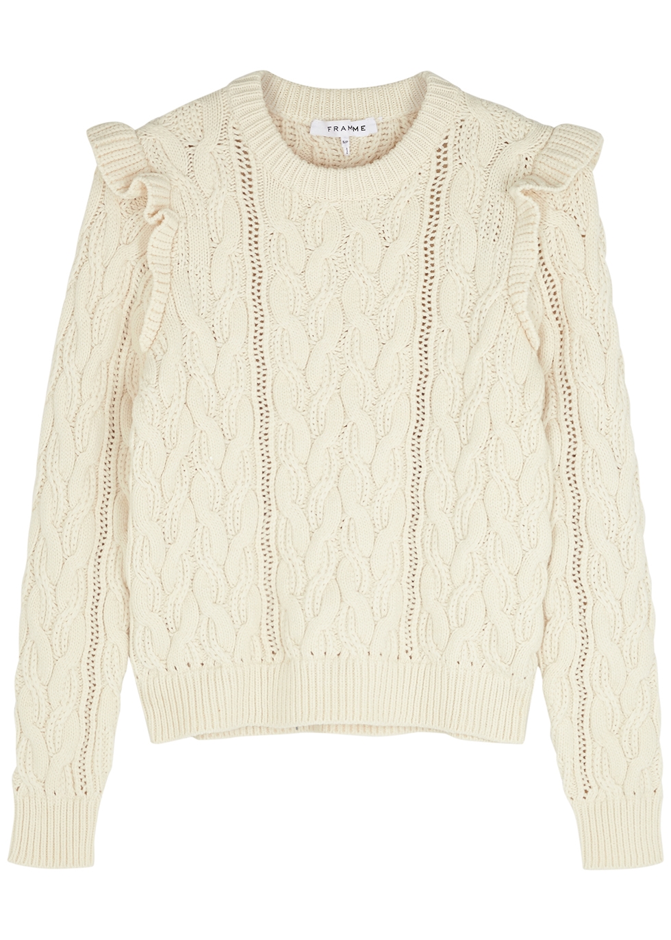 Sofia cream cable-knit cotton-blend jumper