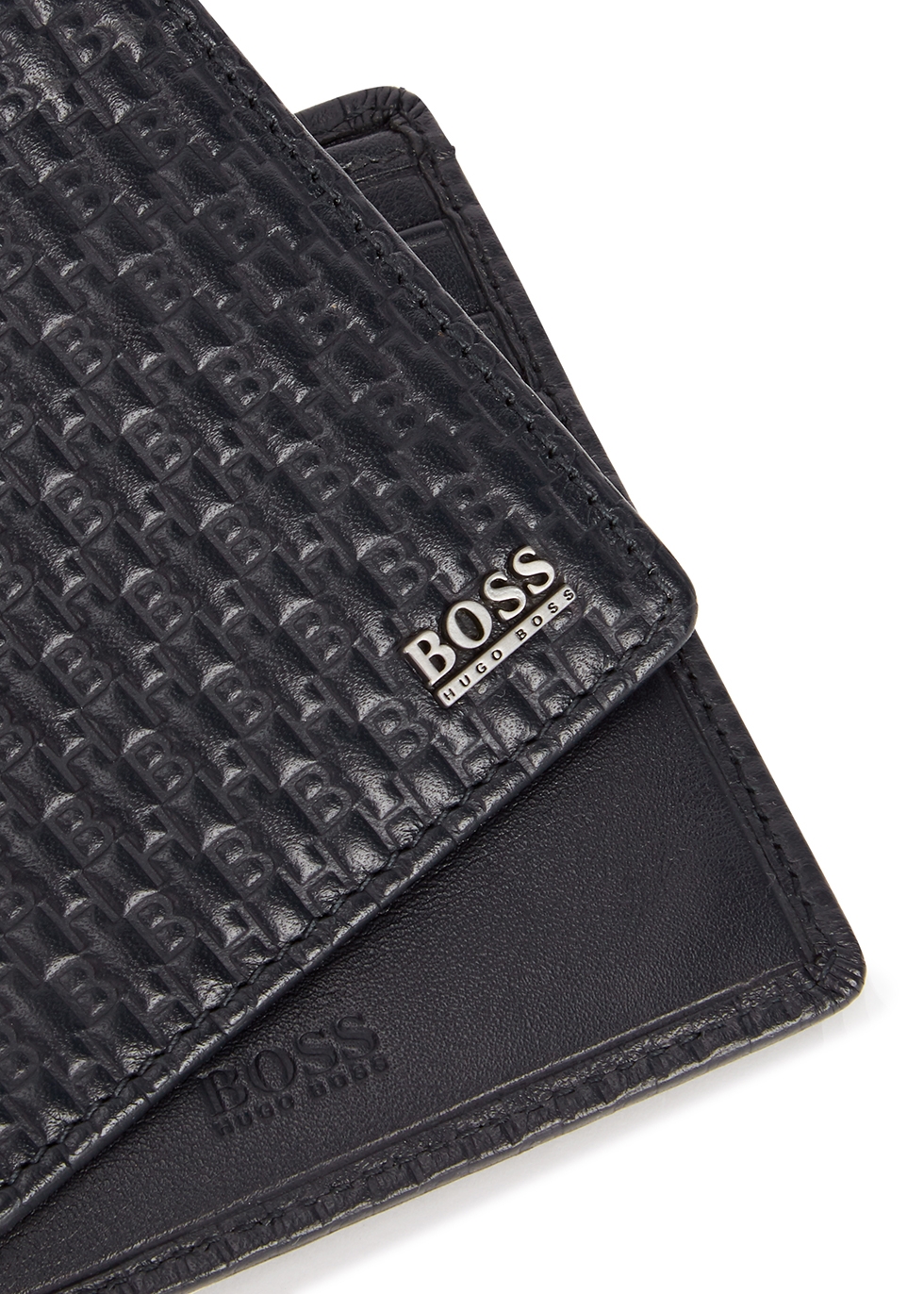 BOSS Crosstown navy leather wallet 