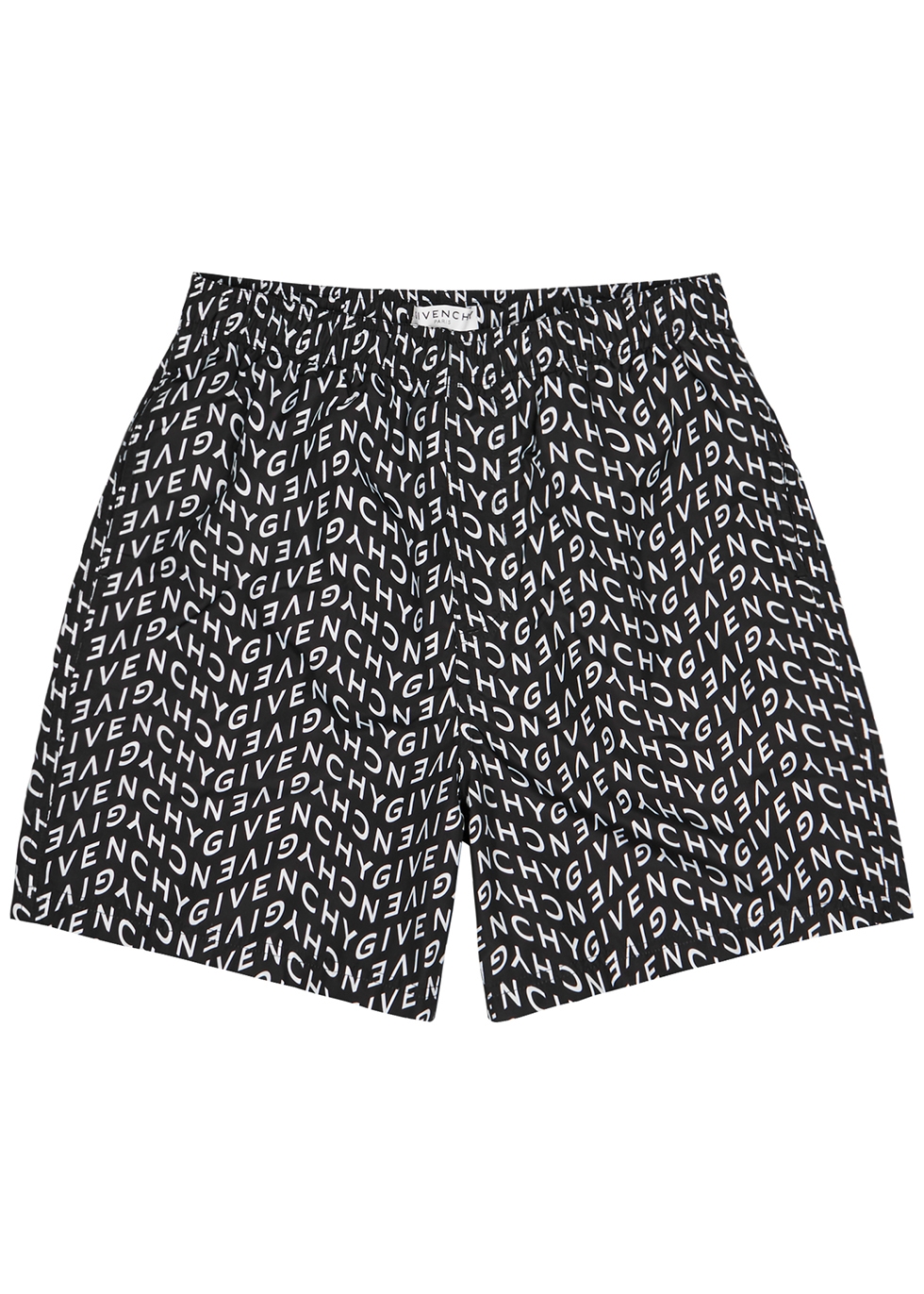 Monochrome logo-print swim shorts