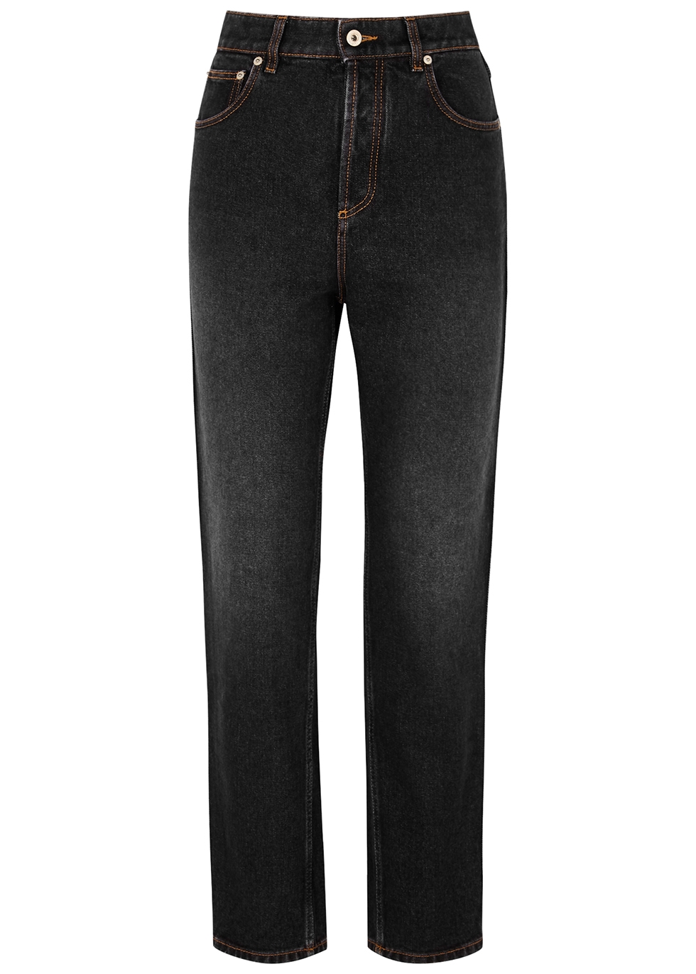 Black faded straight-leg jeans