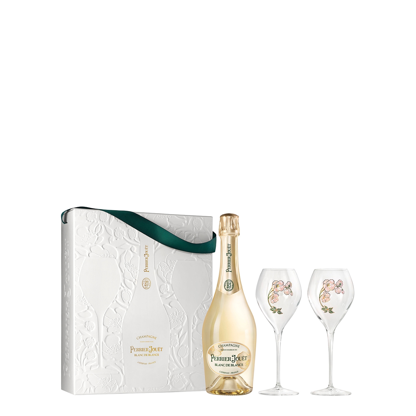 Perrier-Jouët Blanc de Blancs Champagne NV & Flutes Gift Set, France Sparkling Wine