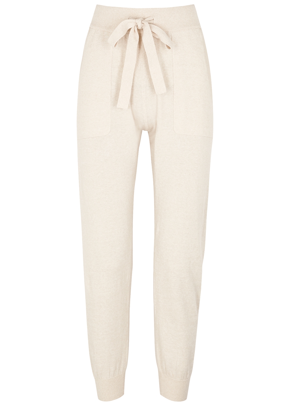 Cream cotton-blend sweatpants