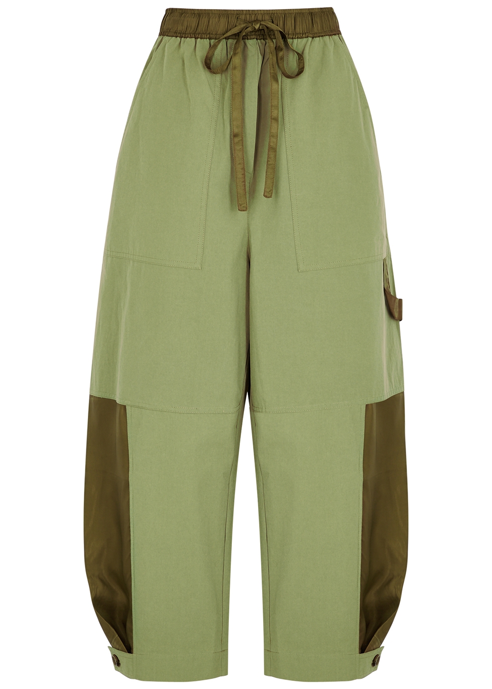 Birder olive wide-leg cotton trousers