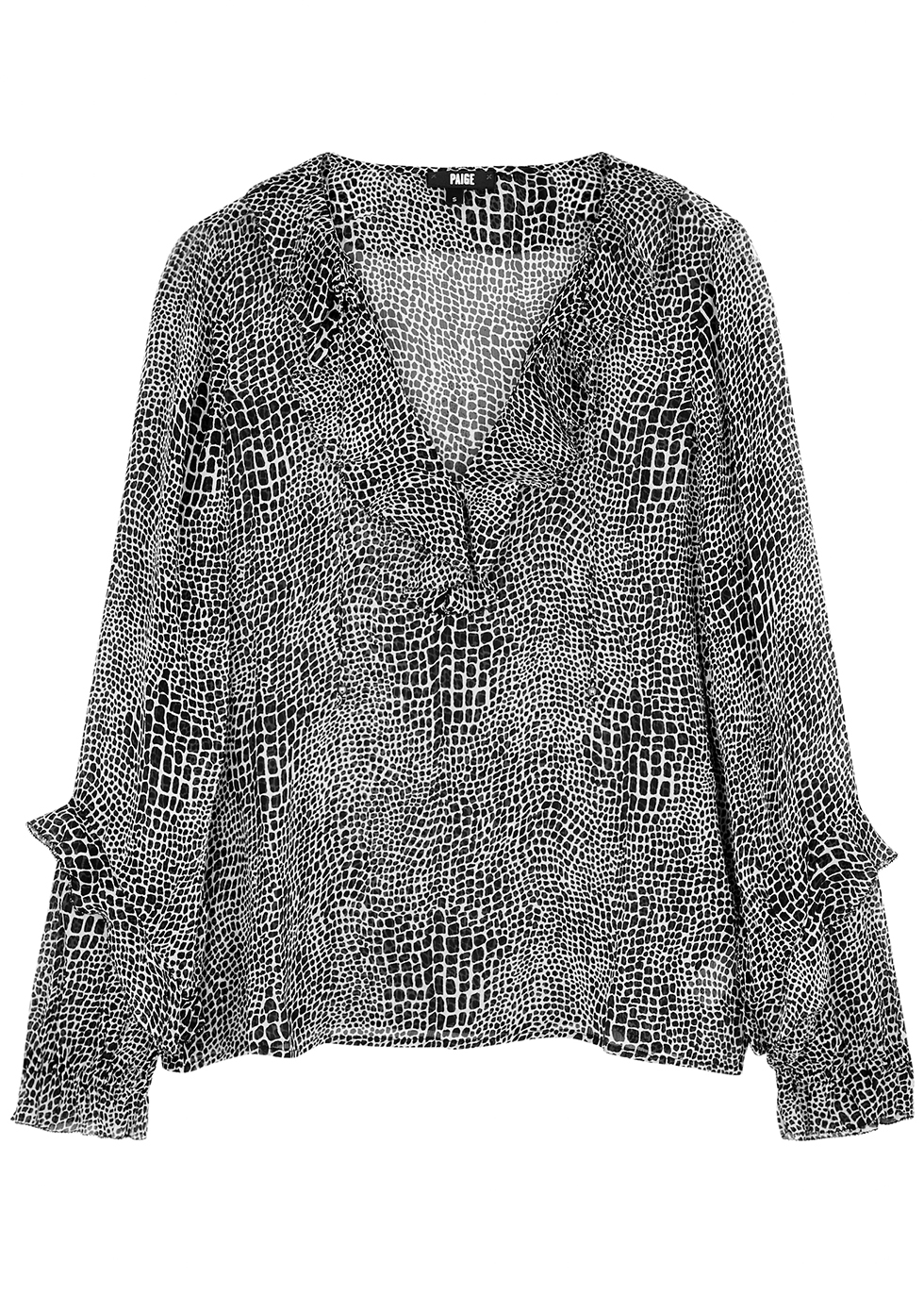 Robin crocodile-print silk-chiffon blouse